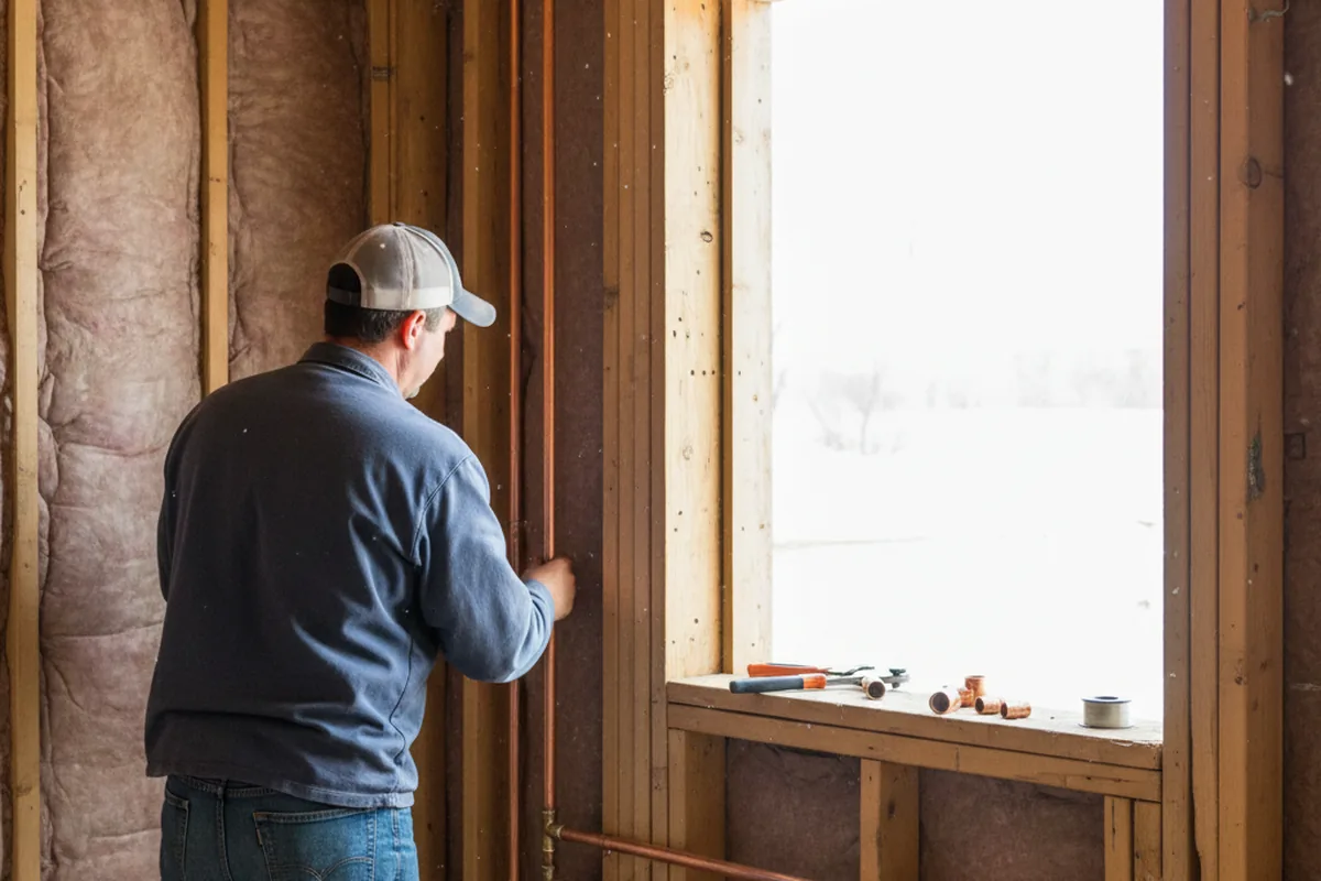 Licensed plumber running new copper supply lines in a Ashland home
